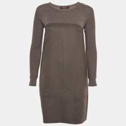 مملوكة مسبقًا Loro Piana Grey Knit and Felt Short Dress S
