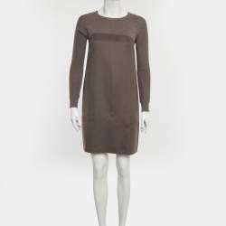 Pre Owned Loro Piana Grey Knit and Felt Short Dress S