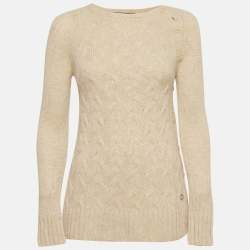Pre Owned Loro Piana Beige Cashmere Knit Sweater S