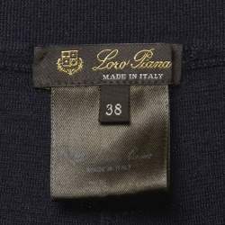 Pre Owned Loro Piana Navy Blue Cashmere Knit Trousers S