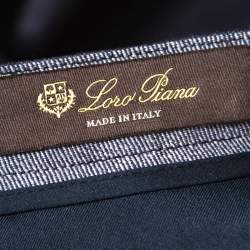 Pre Owned Loro Piana Indigo Chambray Linen Pleat Front Tapered Pants S
