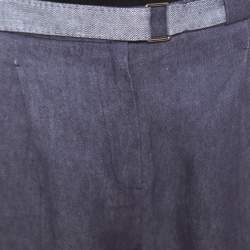Pre Owned Loro Piana Indigo Chambray Linen Pleat Front Tapered Pants S