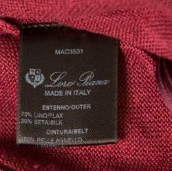 Pre Owned Loro Piana Burgundy Linen and Silk Draped Cap Sleeve Maxi Dress S