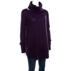 Pre Owned Loro Piana Purple Cashmere Sweater and Infinity Scarf Set S