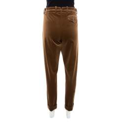 Pre Owned Loro Piana Brown Velvet Cuffed Hem Trousers M