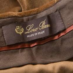 Pre Owned Loro Piana Brown Velvet Cuffed Hem Trousers M