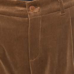 Pre Owned Loro Piana Brown Velvet Cuffed Hem Trousers M