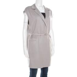 Pre Owned Loro Piana Grey Cashmere Belted Evan Gilet Vest M