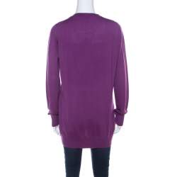 Pre Owned Loro Piana Purple Cashmere Long Cardigan L