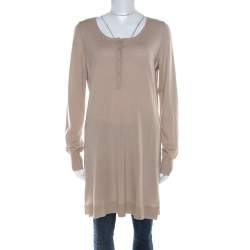Pre Owned Loro Piana Beige Cashmere Long Sleeve Tunic Top L