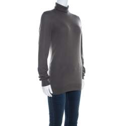 Pre Owned Loro Piana Grey Cashmere Turtleneck Sweater M