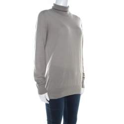 Pre Owned Loro Piana Slate Grey Cashmere Turtle Neck Sweater M