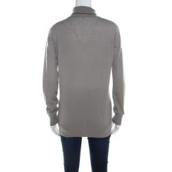 Pre Owned Loro Piana Slate Grey Cashmere Turtle Neck Sweater M