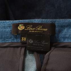 Pre Owned Loro Piana Blue Dark Wash Denim Belted Short Skirt S