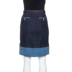 Pre Owned Loro Piana Blue Dark Wash Denim Belted Short Skirt S