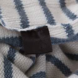 Pre Owned Loro Piana Off White Striped Baby Cashmere Waffle Knit Sweater M