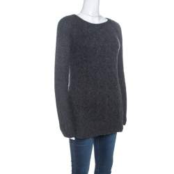 Pre Owned Loro Piana Charcoal Grey Cashmere Cable Knit Sweater M