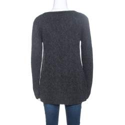 Pre Owned Loro Piana Charcoal Grey Cashmere Cable Knit Sweater M