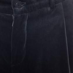 Pre Owned Loro Piana Grey Velvet Cuffed Hem Trousers M