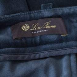 Pre Owned Loro Piana Grey Velvet Cuffed Hem Trousers M