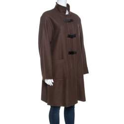 Pre Owned Loro Piana Brown Wool Front Button Detail Long Coat L