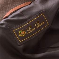 Pre Owned Loro Piana Brown Wool Front Button Detail Long Coat L