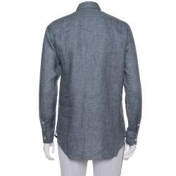 Pre Owned Loro Piana Grey Linen Button Front Shirt S