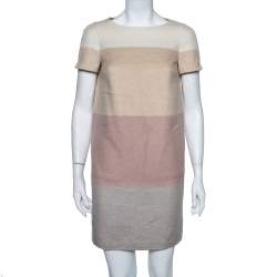 Pre Owned Loro Piana Colorblock Striped Cashmere Ellis Dress S