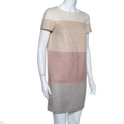 Pre Owned Loro Piana Colorblock Striped Cashmere Ellis Dress S