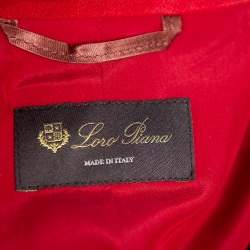 Pre Owned Loro Piana Red Linen Theo Antigua Belted Pantsuit S