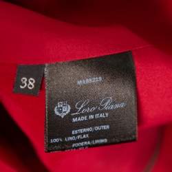 Pre Owned Loro Piana Red Linen Theo Antigua Belted Pantsuit S