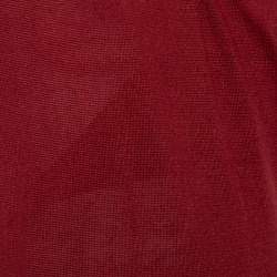 Pre Owned Loro Piana Burgundy Linen and Silk Draped Cap Sleeve Maxi Dress S