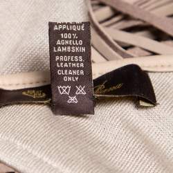 Pre Owned Loro Piana Beige Cashmere Leather Fringe Detail Flamenco Poncho (One Size)