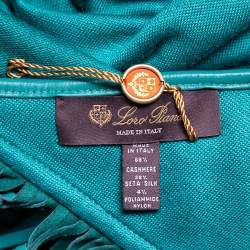 Pre Owned Loro Piana Green Cashmere Leather Fringe Detail Flamenco Poncho (One Size)