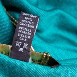 Pre Owned Loro Piana Green Cashmere Leather Fringe Detail Flamenco Poncho (One Size)