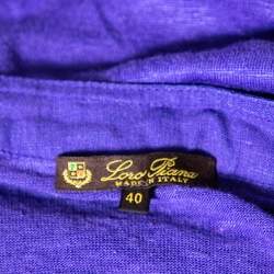 Pre Owned Loro Piana Purple Linen Long Sleeved Polo T-Shirt S