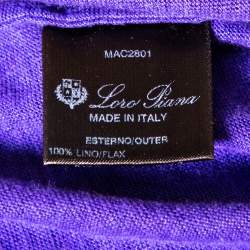 Pre Owned Loro Piana Purple Linen Long Sleeved Polo T-Shirt S