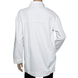Pre Owned Loro Piana White Denim Button Front Long Jacket L