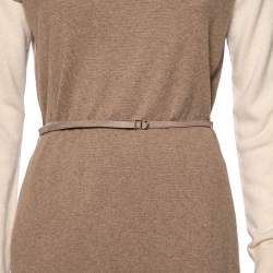 Pre Owned Loro Piana Beige Baby Cashmere Belted Dress M