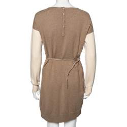 Pre Owned Loro Piana Beige Baby Cashmere Belted Dress M