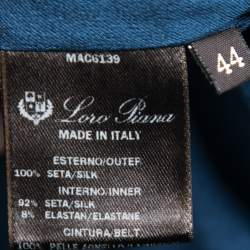 Pre Owned Loro Piana Blue Geometric Print Silk Belted Dress M