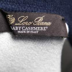Pre Owned Loro Piana Navy Blue Cashmere Zip Front Hoodie L
