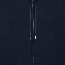 Pre Owned Loro Piana Navy Blue Cashmere Zip Front Hoodie L