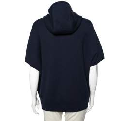 Pre Owned Loro Piana Navy Blue Cashmere Zip Front Hoodie L