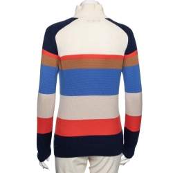 Pre Owned Loro Piana Multicolor Striped Cashmere High Neck Sweater M