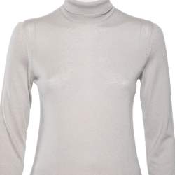 Pre Owned Loro Piana Grey Cashmere Turtleneck Sweater M