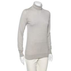 Pre Owned Loro Piana Grey Cashmere Turtleneck Sweater M