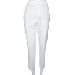Pre Owned Loro Piana White Cotton Straight Pants M