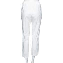 Pre Owned Loro Piana White Cotton Straight Pants M