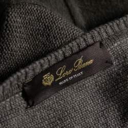 Pre Owned Loro Piana Grey Cashmere & Knit Paneled Long Sleeve Dress M